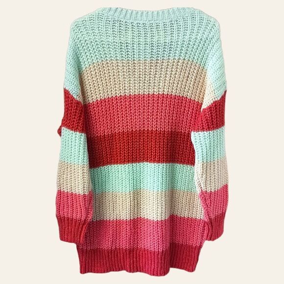 TORRID Plus Size multi- color striped V- neck cozy pullover sweater 1X-2X - Picture 9 of 14